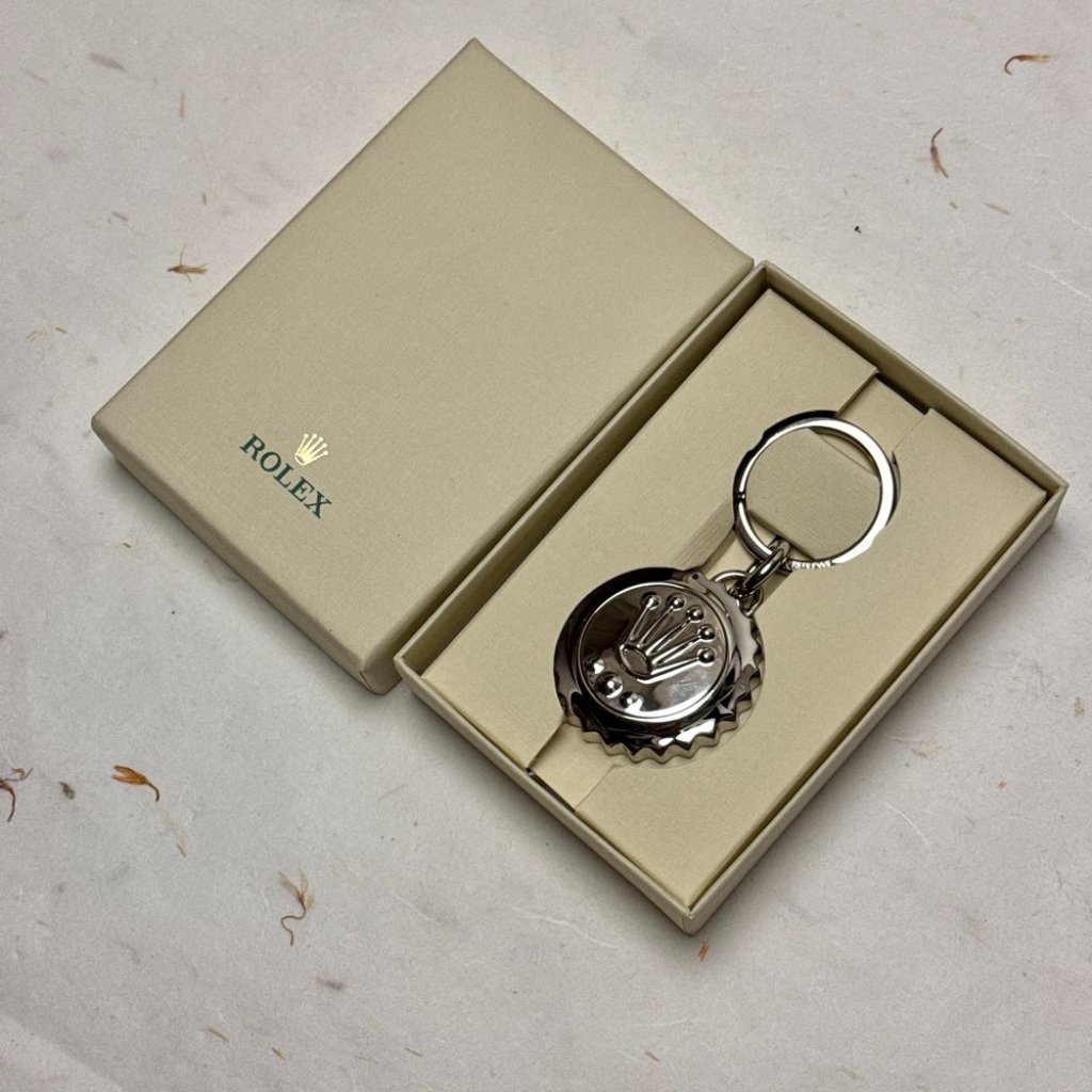 Rolex Sliver Triplock Crown Logo Keychain  Boutique Gift  Vip